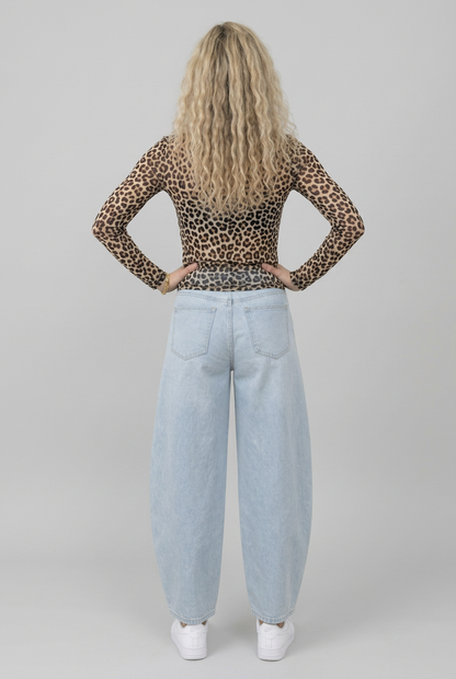 Wideleg Jeans Loose Ballon Mid Rise Laulia