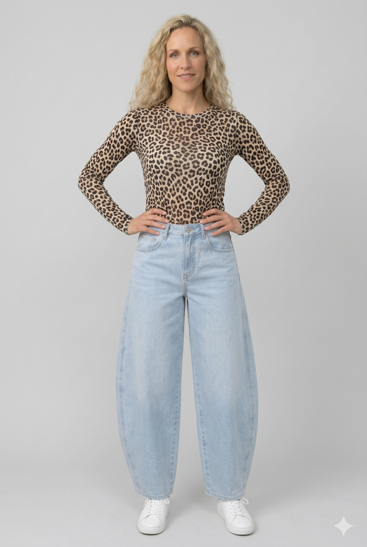 Wideleg Jeans Loose Ballon Mid Rise Laulia