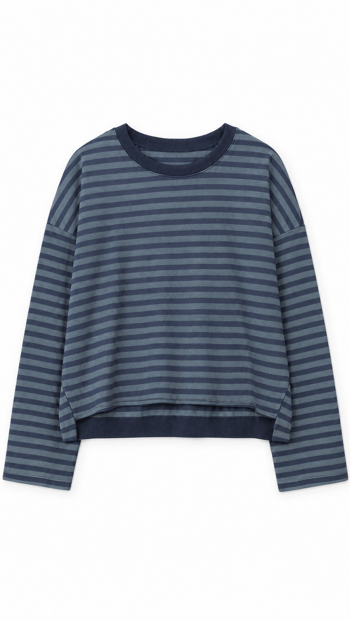 Ringelshirt Ella in Dunkelblau-Navy – Flatlay