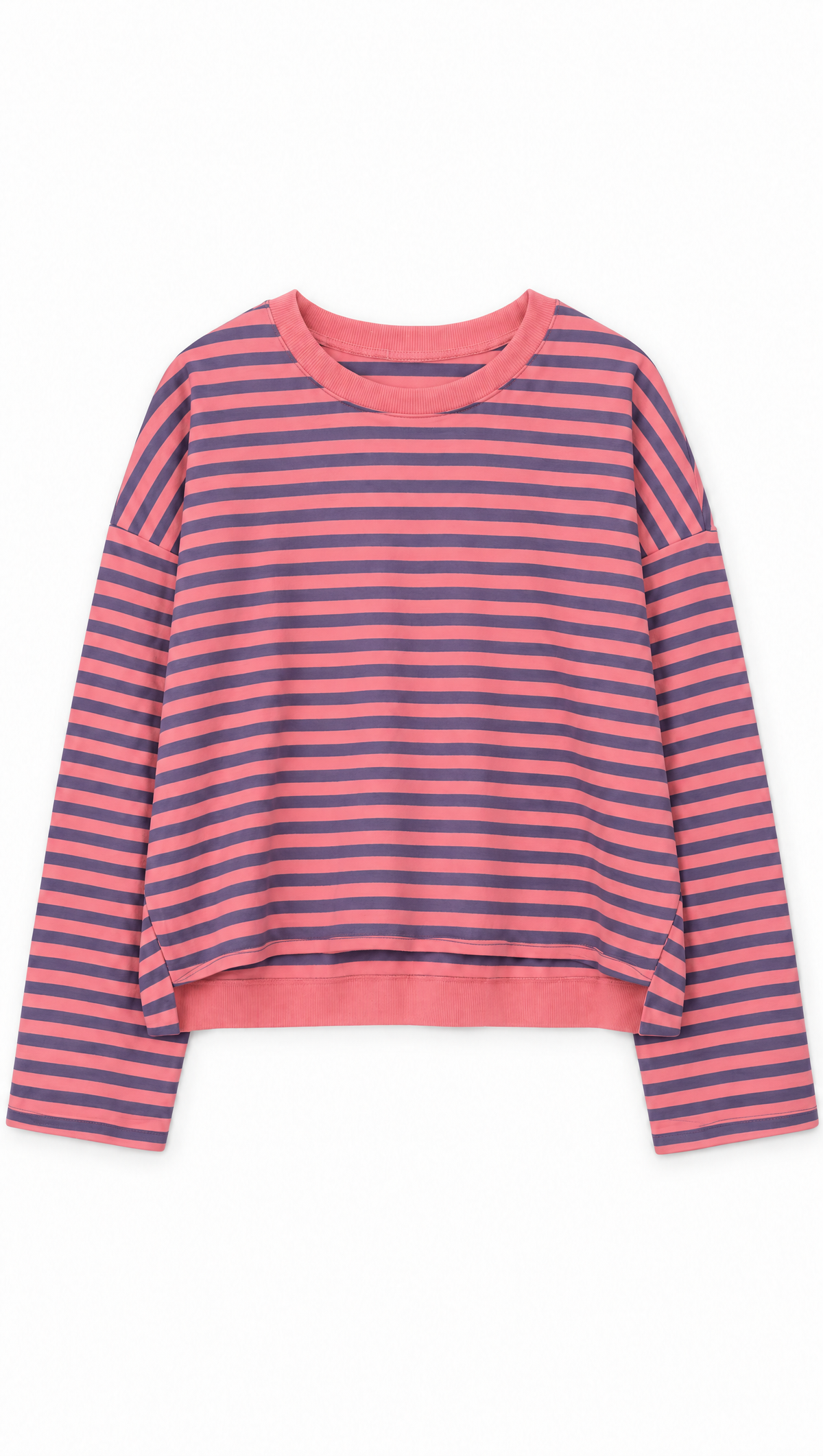 Ringelshirt Ella in Pink-Flieder – Flatlay