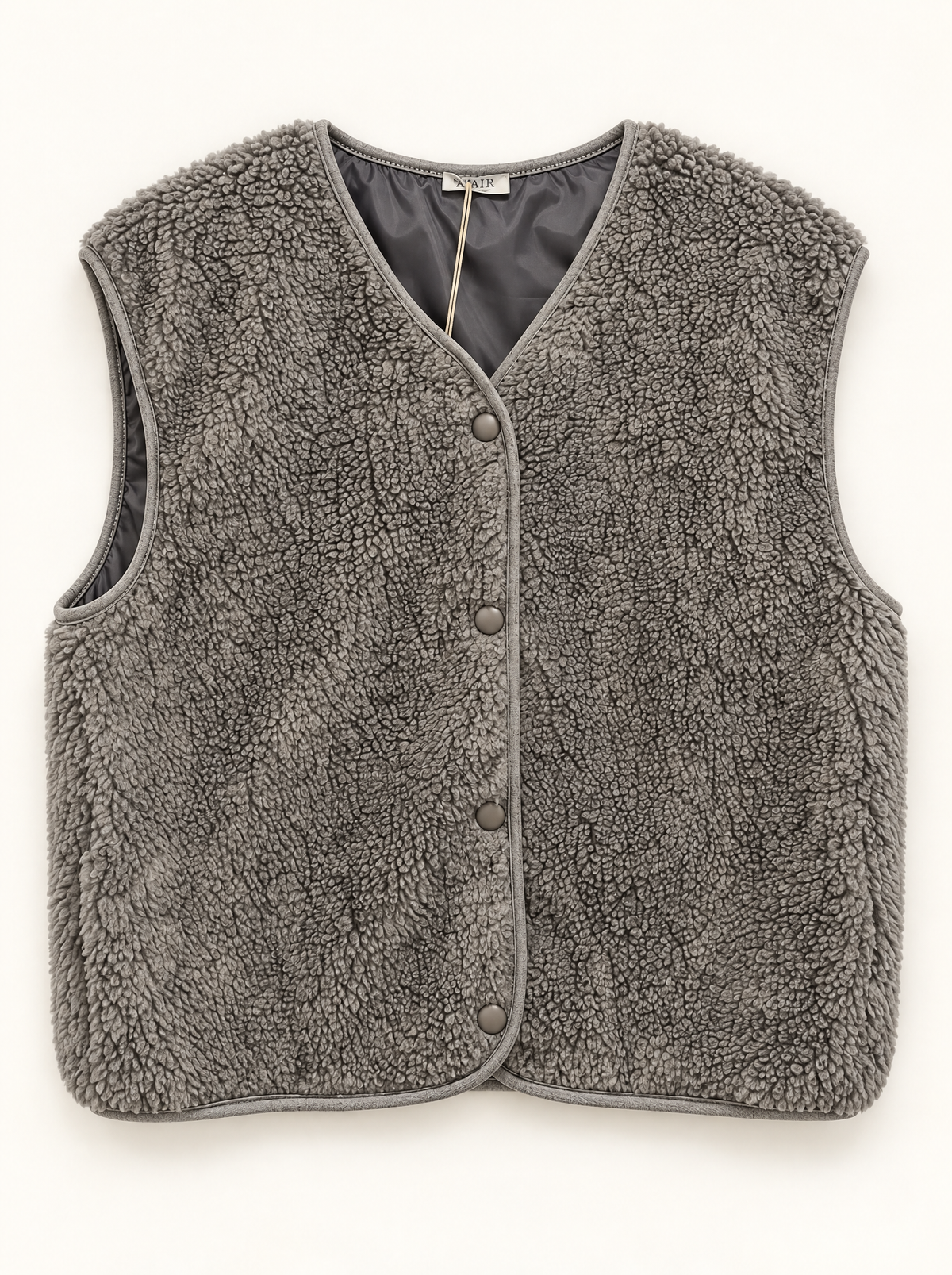 Teddyweste Frieda in Grau – Flatlay